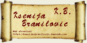 Ksenija Branilović vizit kartica